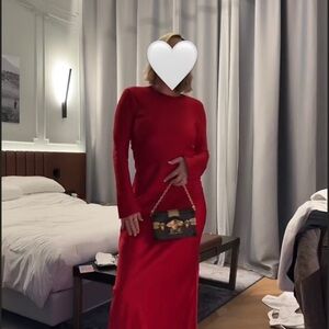 Zara Vibrant Red Long Sleeve Dress NWT